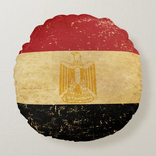 Cojín Redondo Diseño de grunge de la bandera egipcia (Anverso)