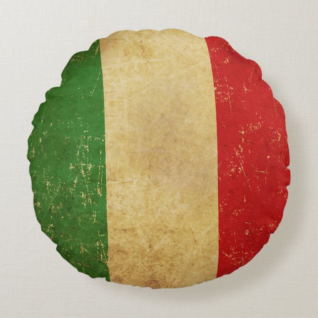 Cojín Redondo Diseño de Grunge de la bandera italiana (Anverso)