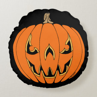 Cojín Redondo Diseño de Halloween de Jack-o'-Lantern espeluznant