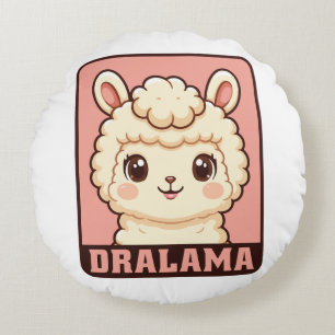 Cojín Redondo Diseño de ilustración de llama adorable
