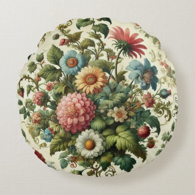 Cojín Redondo Diseño de jardines sin inconvenientes (Anverso)