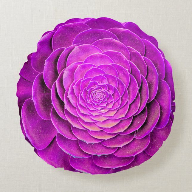 Cojín Redondo Diseño de la flor de Cactus (Anverso)