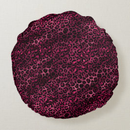 Cojín Redondo Diseño de la serie Burgundy y Gold Leopard 9