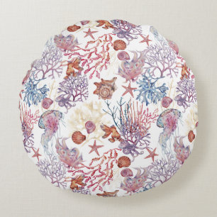 Cojín Redondo Diseño de la serie de composición de acuarela subm