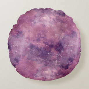 Cojín Redondo Diseño de la serie Galaxia Rosa Crepuscular 1