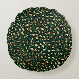 Cojín Redondo Diseño de la serie Safari de Esmeralda y Oro 1