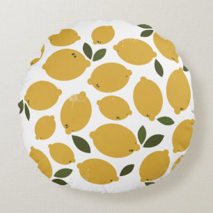 Cojín Redondo diseño de limón amarillo