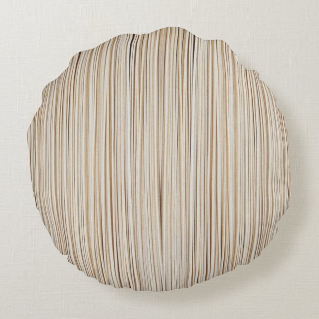 Cojín Redondo Diseño de líneas marrón abstractas y simples (Reverso)