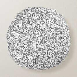Cojín Redondo Diseño de mandala abstracto sin costuras en negro