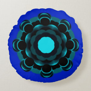 Cojín Redondo Diseño de Mandala de estilo verde azulado ~ 7.25.2