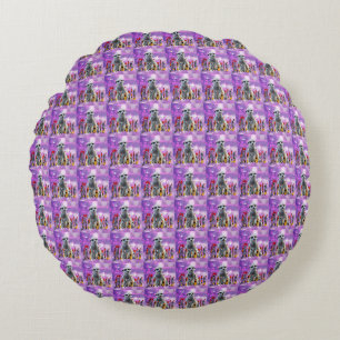 Cojín Redondo Diseño de Meerkat rosa morado,
