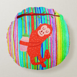 Cojín Redondo Diseño de Mono Pequeño y Lindo