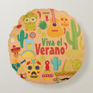 Cojín Redondo Diseño de monumentos de Guay México para personali