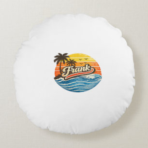 Cojín Redondo Diseño de nombre Frank Retro Sunset