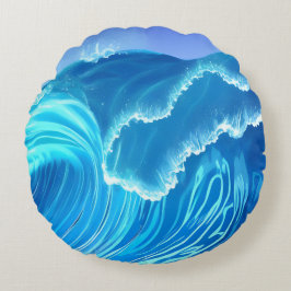 Cojín Redondo Diseño de olas de mar - Ola de flujo