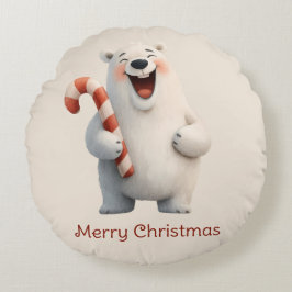Cojín Redondo Diseño de osito polar navideño