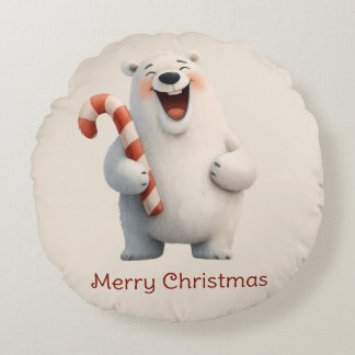 Cojín Redondo Diseño de osito polar navideño