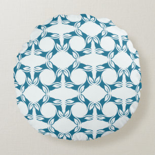 Cojín Redondo Diseño de patrón de hojas de azul verde moderno en