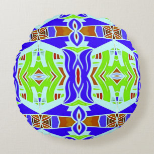 Cojín Redondo Diseño de patrón de tela multicolor vibrante redon
