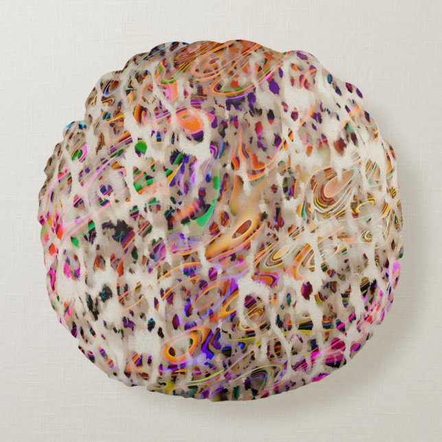 Cojín Redondo diseño de patrones abstracto moderno con efecto co (Anverso)