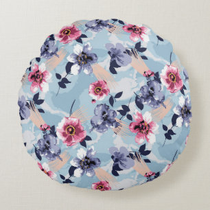 Cojín Redondo diseño de patrones de flores ilustraciones textile