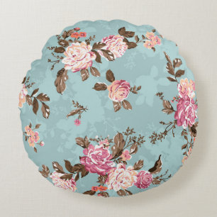 Cojín Redondo diseño de patrones de flores ilustraciones textile