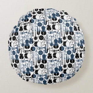 Cojín Redondo Diseño de patrones de instrumentos musicales de 2