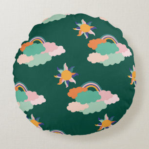 Cojín Redondo Diseño de patrones impecable con nubes coloridas y