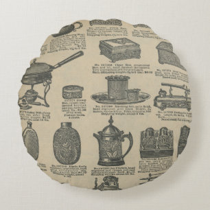 Cojín Redondo Diseño de periódico antiguo