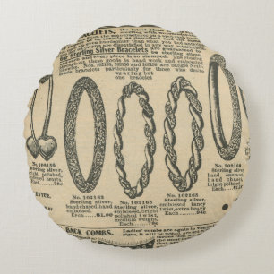 Cojín Redondo Diseño de periódico antiguo