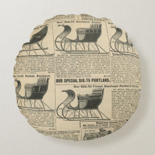 Cojín Redondo Diseño de periódico antiguo