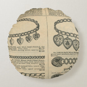 Cojín Redondo Diseño de periódico antiguo