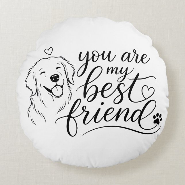 Cojín Redondo Diseño de Perro Mejor Amigo (Anverso)