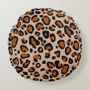 Cojín Redondo Diseño de piel de leopardo, patrón sin fisuras.