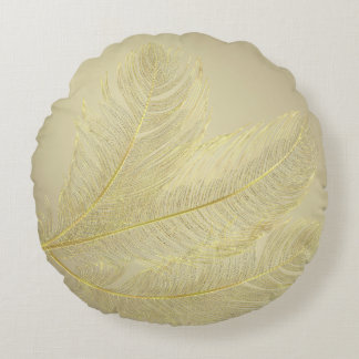 Cojín Redondo Diseño de plumas elegantes para celebraciones lujo