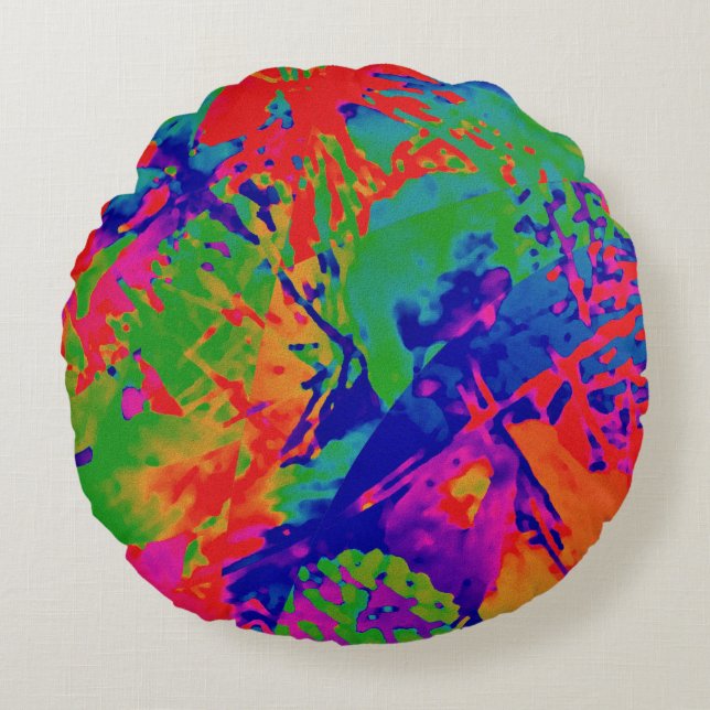 Cojín Redondo Diseño de roca de Punk abstracto (Anverso)