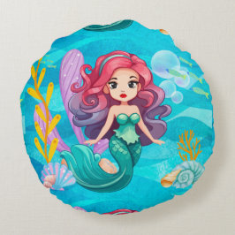 Cojín Redondo Diseño de sirena mística