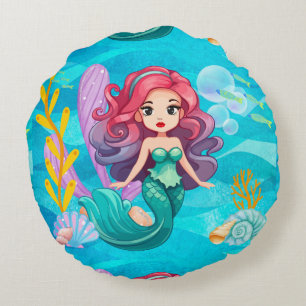 Cojín Redondo Diseño de sirena mística