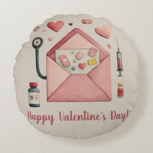 Cojín Redondo Diseño de tarjeta postal del día de San Valentín c