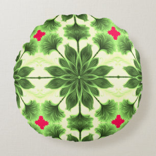 Cojín Redondo Diseño de tejido clásico rojo vivo