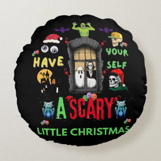 Cojín Redondo Diseño de terror de Navidad pequeño y espeluznante