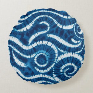 Cojín Redondo Diseño de tinte de marea de olas oceánicas