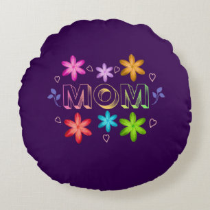 Cojín Redondo Diseño de tipografía para mamá, arte de texto de c