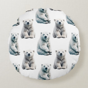 Cojín Redondo Diseño del patrón animal del oso polar