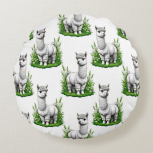 Cojín Redondo Diseño del patrón de camello llama Alpaca