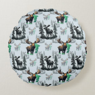 Cojín Redondo Diseño del patrón de ciervos Elk Moose Antlers