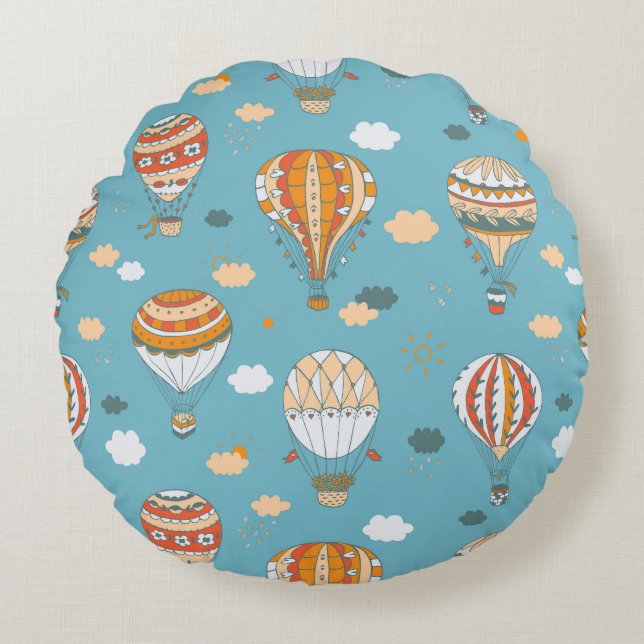 Cojín Redondo Diseño del patrón festivo de globos coloridos (Anverso)