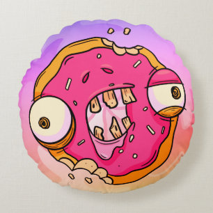 Cojín Redondo Diseño Divertido de Donut Zombie
