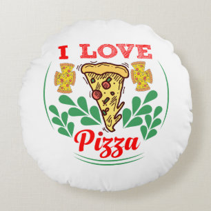 Cojín Redondo Diseño divertido de Pizza Lover para fanáticos de