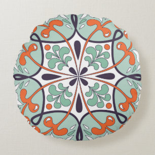 Cojín Redondo Diseño floral de mosaico oriental marroquí